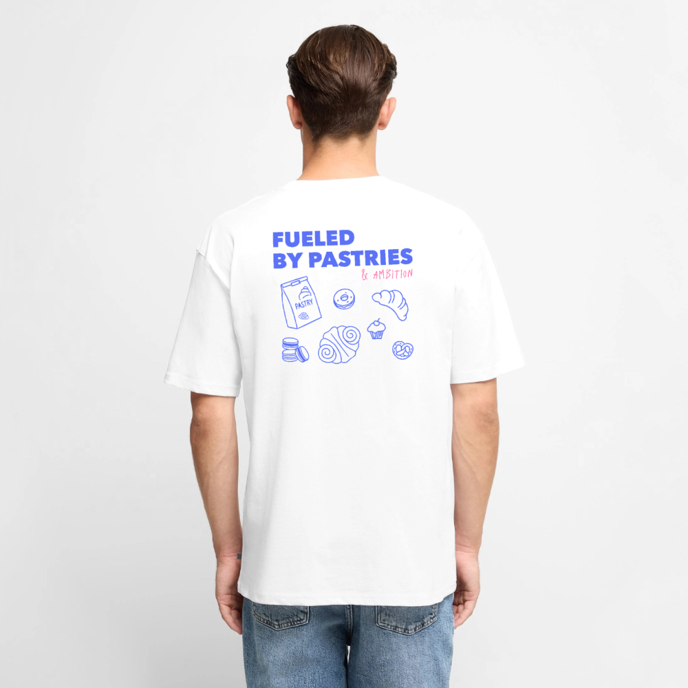 Unisex FUELED BY PASTRIES Oversized T-Shirt | Special Edition - white