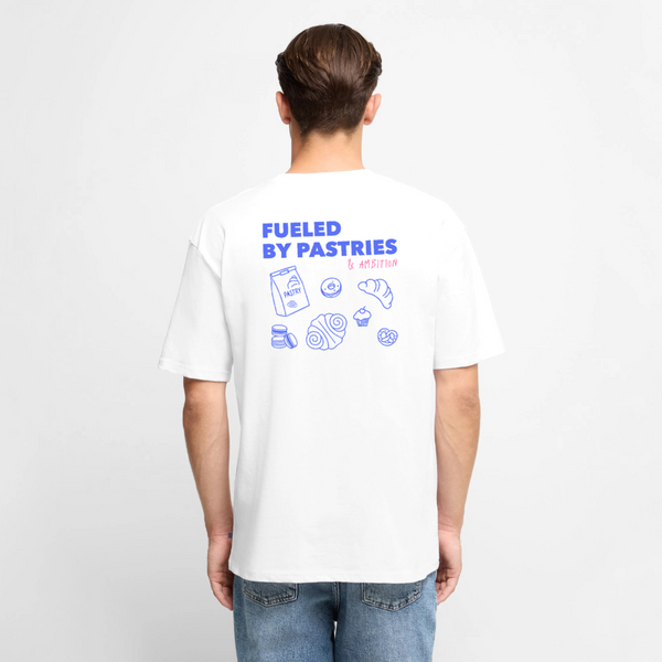 Unisex FUELED BY PASTRIES Oversized T-Shirt | Special Edition - white