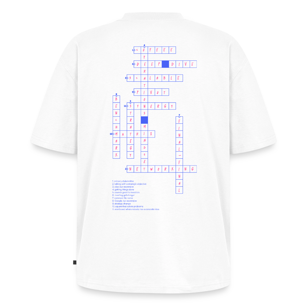 Unisex CROSSWORD PUZZLE Oversized T-Shirt | Special Edition - white