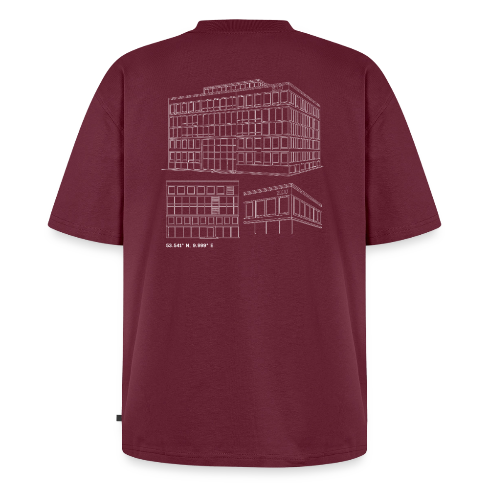 Unisex KLU HAM BACKPRINT Oversized Organic T-Shirt | Classic - burgundy