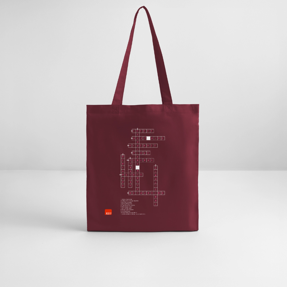 CROSSWORD PUZZLE Organic Tote Bag | Special - burgundy