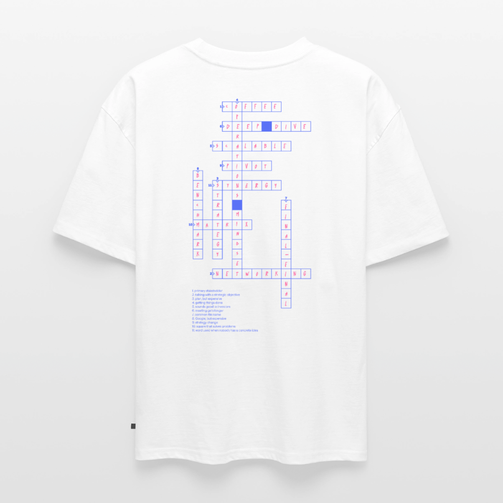 Unisex CROSSWORD PUZZLE Oversized T-Shirt | Special Edition - white