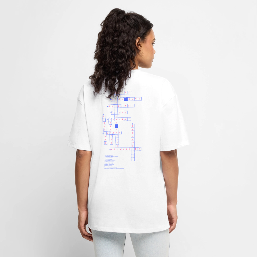 Unisex CROSSWORD PUZZLE Oversized T-Shirt | Special Edition - white
