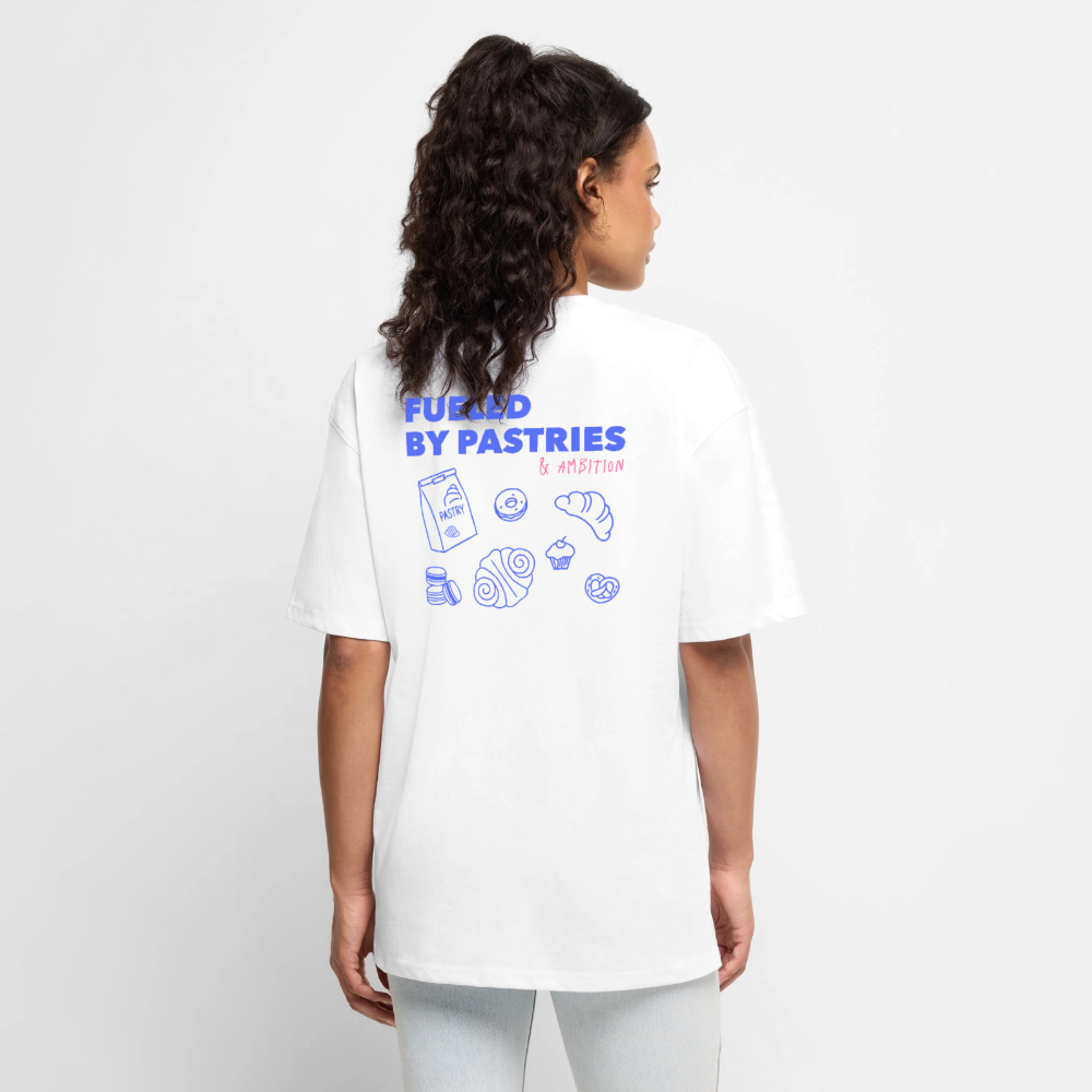 Unisex FUELED BY PASTRIES Oversized T-Shirt | Special Edition - white