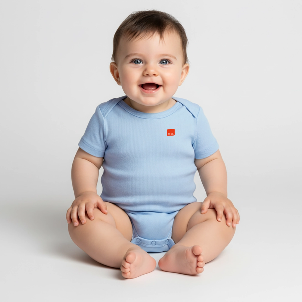 KLU Baby Organic Short-sleeved Bodysuit - light blue